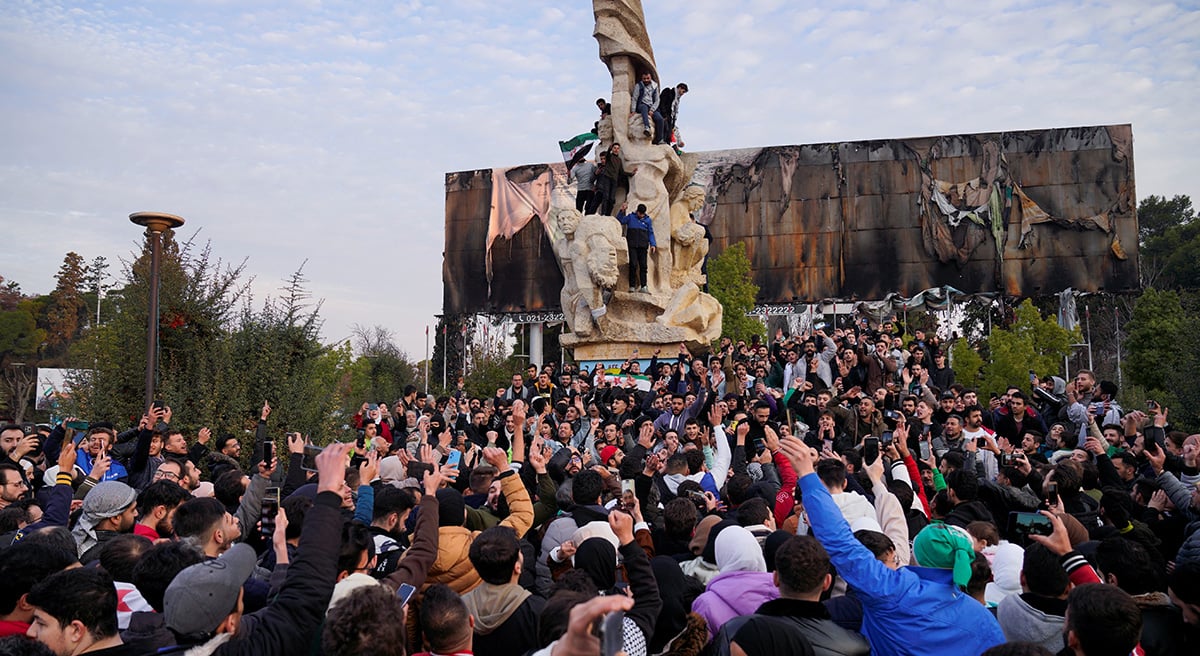 People gather at Saadallah al-Jabiri Square as they celebrate, after Syrias army command notified officers on Sunday that President Bashar al-Assads 24-year authoritarian rule has ended, in Aleppo, Syria December 8, 2024. — Reuters