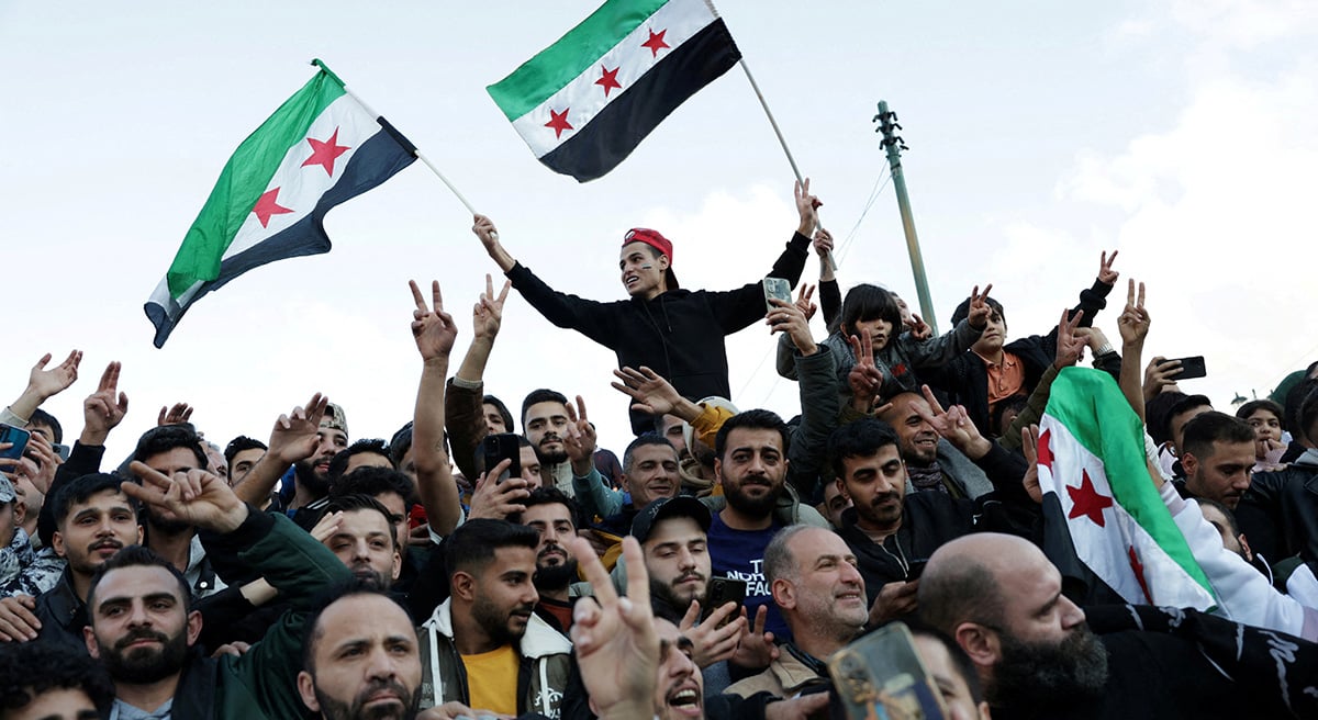 Syrians living in Greece gather in Syntagma square after Syrian rebels announced that they have ousted President Bashar al-Assad in Syria, in Athens, Greece, December 8, 2024. — Reuters