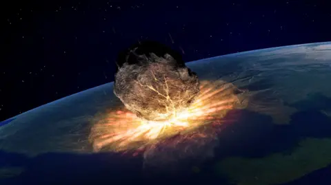 Getty Images Artwork of an asteroid hitting earth