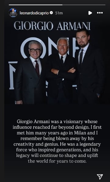 Julia Roberts, Leonardo DiCaprio mourn Giorgio Armani’s ‘sudden’ death