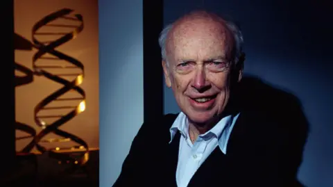 Getty Images James Watson with his famous double helix model of DNA