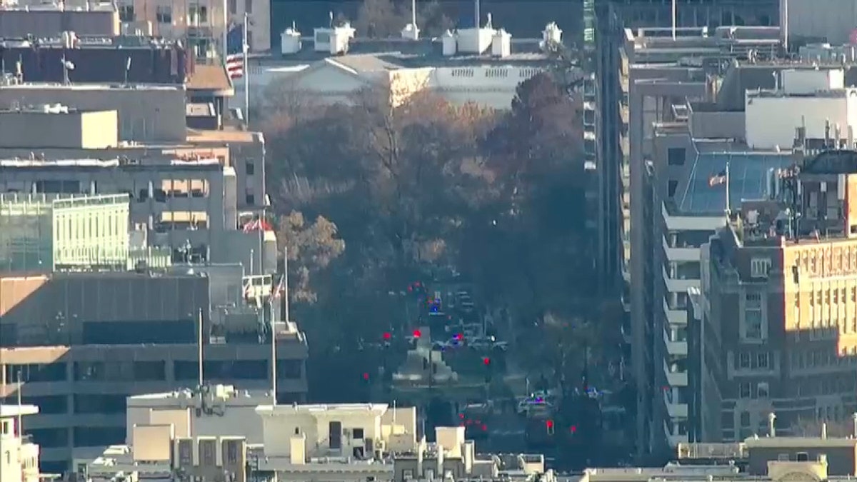 Police presence seen from aerial view near White House